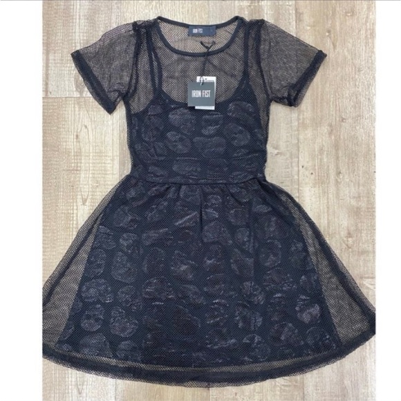 Iron Fist Skulls Club Mesh Skater Dress NEW XS - Picture 5 of 8